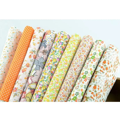 African Ankara Cotton Fabric - 9-Piece 50x50CM Floral Patchwork Sewing Tilda Cloth Fabric Set