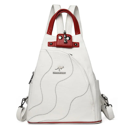 Women's Leather Zipper Backpack - Chest Bag Travel Pack, Ladies' School Bagpack for Teenage Girls, Sac A Dos