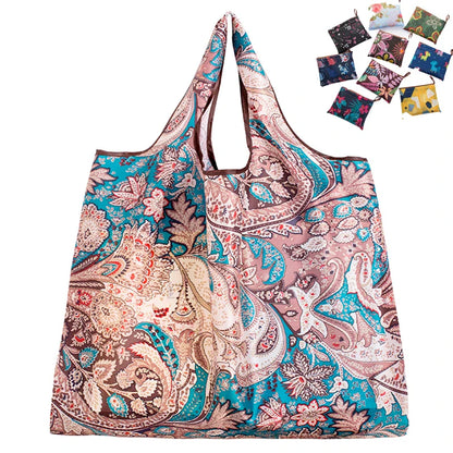 Eco-Friendly Folding Shopping Bag - BIG Reusable Portable Shoulder Handbag for Travel and Grocery, Fashion Pocket Tote