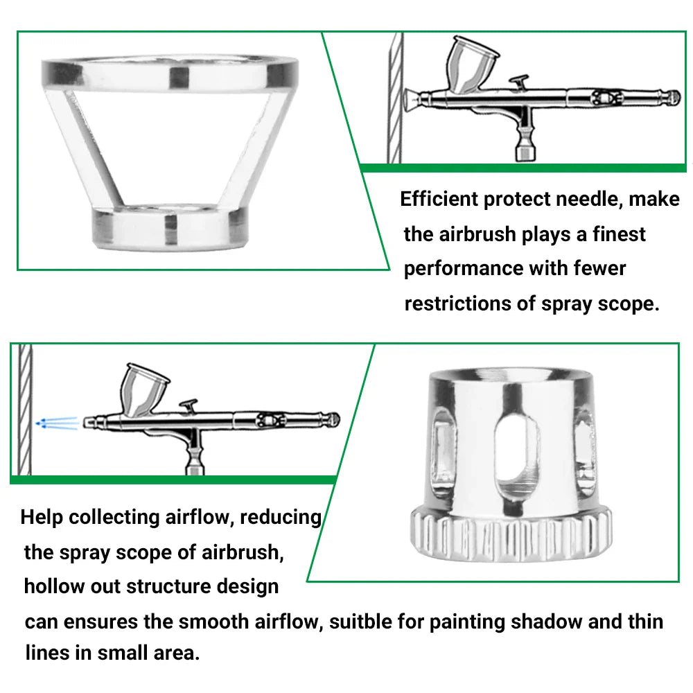 Airbrush Cover Caps – Crown, Tomahawk, Hollow Condensing & Spatter Fan Caps Accessory