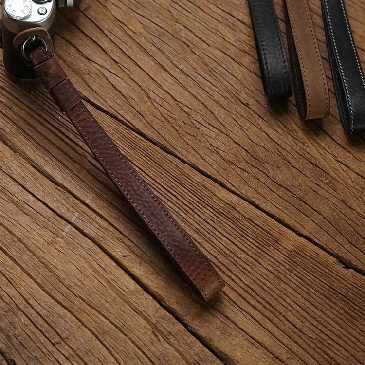 AYdgcam Genuine Leather Camera Wrist Strap - Handmade Adjustable Hand Grip for Fujifilm XT4 X100F Leica Q2 Canon Nikon Sony Lumix Panasonic Cameras