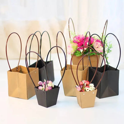Portable Waterproof Kraft Flower Box Gift Bag - Ideal for Wedding, Party, and Birthday Gift Packaging