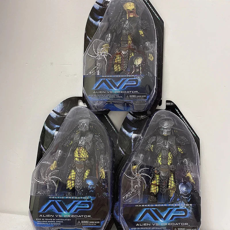 Celtic Predator Masked Action Figure — Movable Alien Toy Collectible Model for Kids and Fans