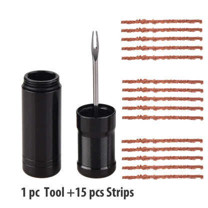 Bike Tubeless Tire Repair Kit — Slug Plug Stopper with Rubber Strips & Insertion Tool for MTB & Road Bikes