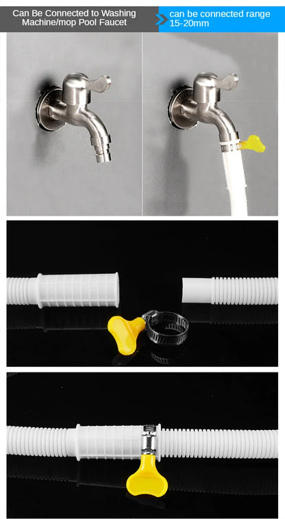 Flexible Air Conditioning & Washing Machine Drain Hose — Water Inlet Extension Pipe with Faucet Connector for Bathroom & Kitchen