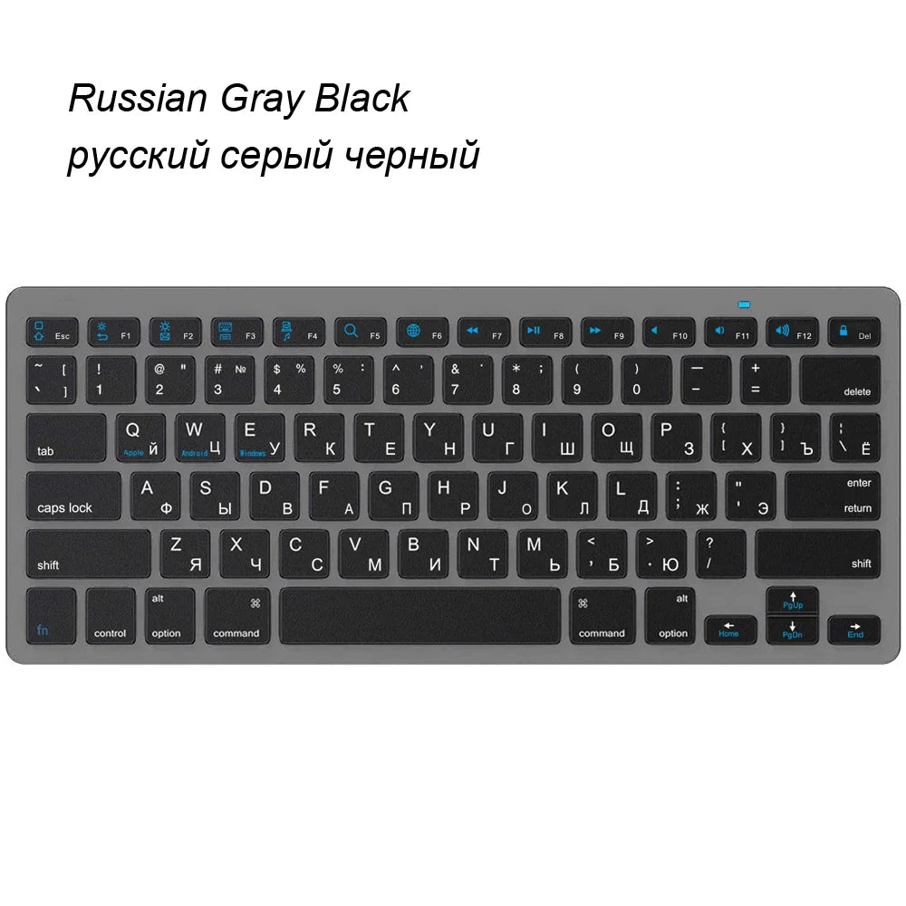Ultra Slim Universal Wireless Bluetooth Keyboard – Russian, Spanish, French, German, Hebrew & Brazilian Portuguese for iOS, Android & Windows