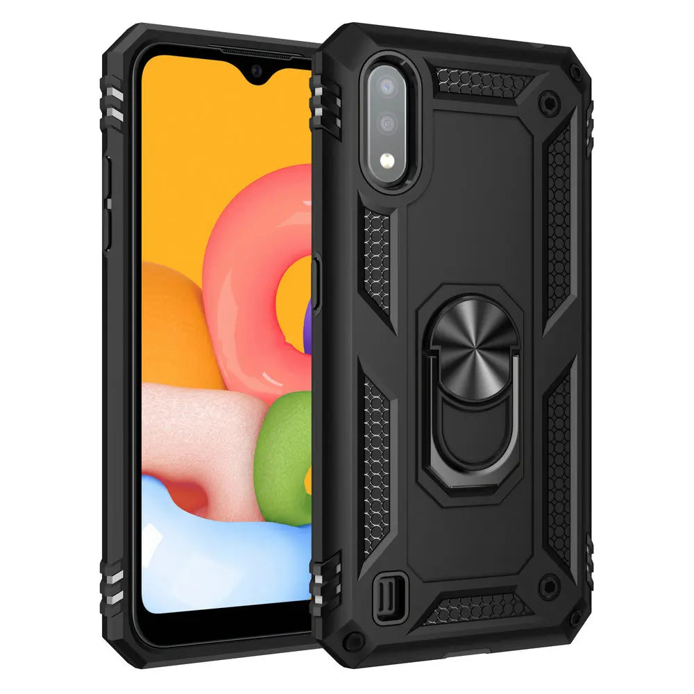 Shockproof Case for Samsung Galaxy A01, A02, A02S – Metal Ring Etui Back Cover Shell | Durable Protection