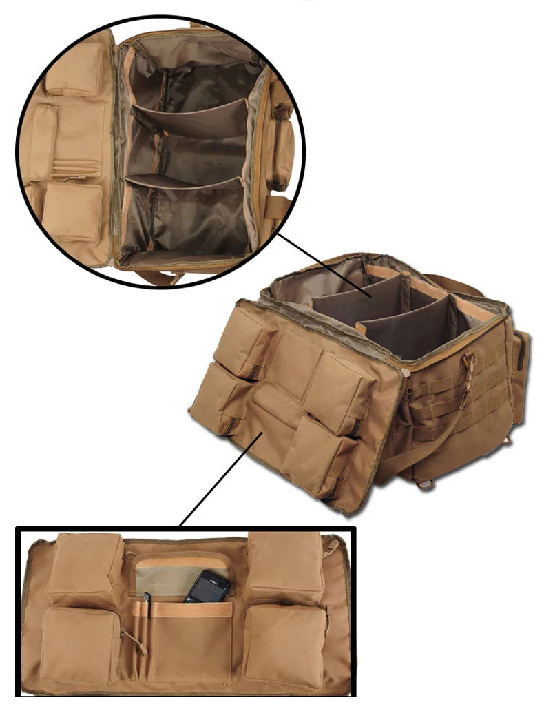 55L Tactical Duffel Bag – Large Camping Backpack for Hiking, Mountaineering, Travel & Gym, Men's Weekend Utility Bag
