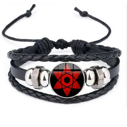 Anime Sharingan Eye Leather Bracelet – Vintage Goth Fashion Bangle for Men Fans Jewelry Gift