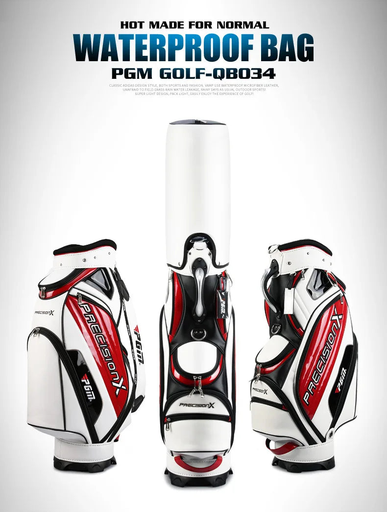 PGM Men's Golf Bag QB034 – PU Waterproof Large Capacity Standard Bag for 14 Golf Clubs