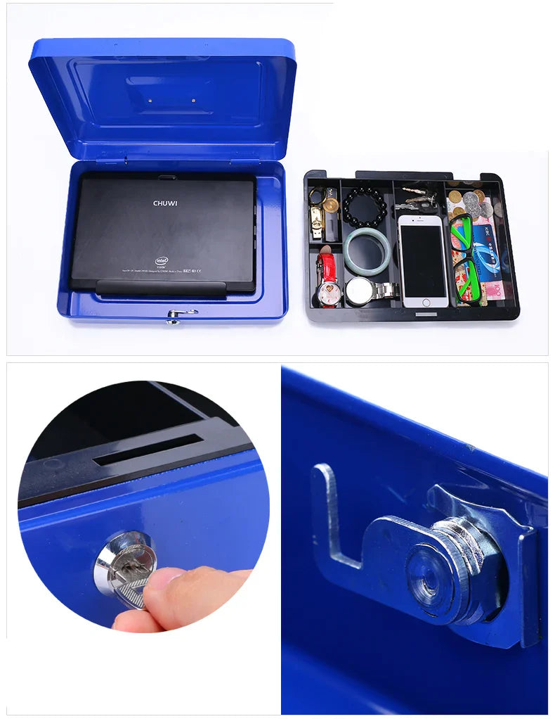 2025 Stainless Steel Petty Cash Money Box with Key Lock – Small Lockable Safe for Home Security & Decoration