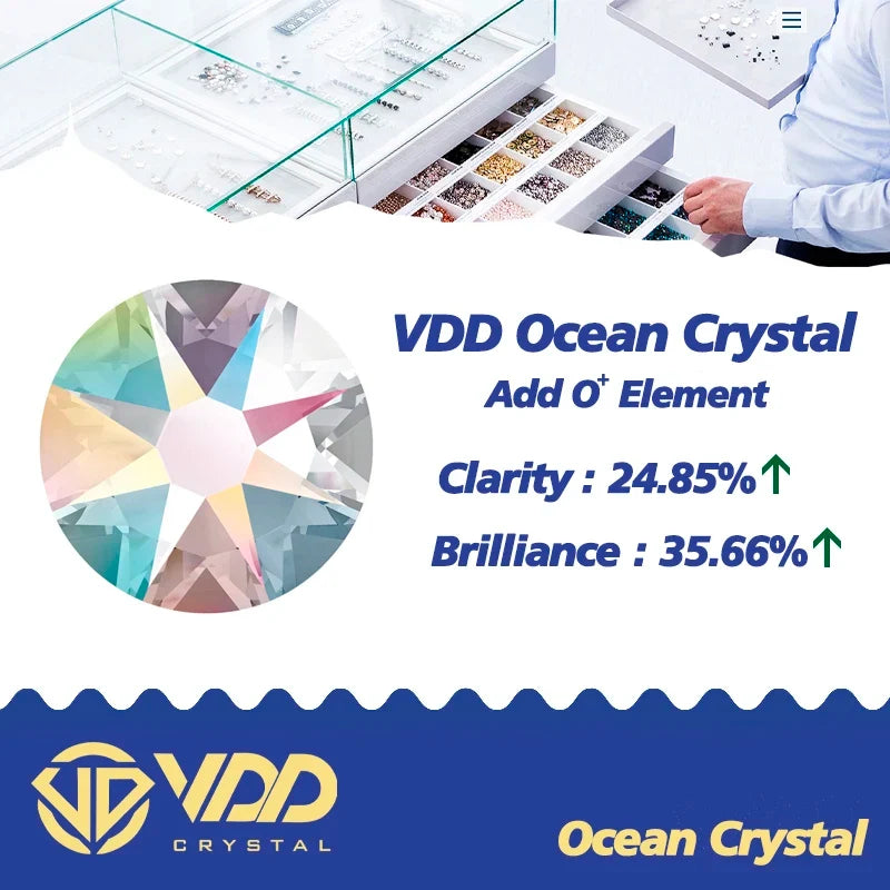 VDD Non Hot Fix Crystal Nail Art Rhinestones - 2088 Flower Flatback Gems for DIY Nail Decorations