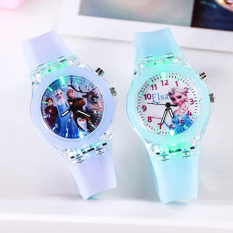 Disney Kids Watch for Girls – Princess Elsa Frozen 2 Silicone Strap, Flash Light, Children’s Clock, Reloj Infantil