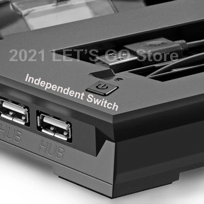 PS4 Slim Vertical Stand — Cooling Fan & Controller Charging Dock Station