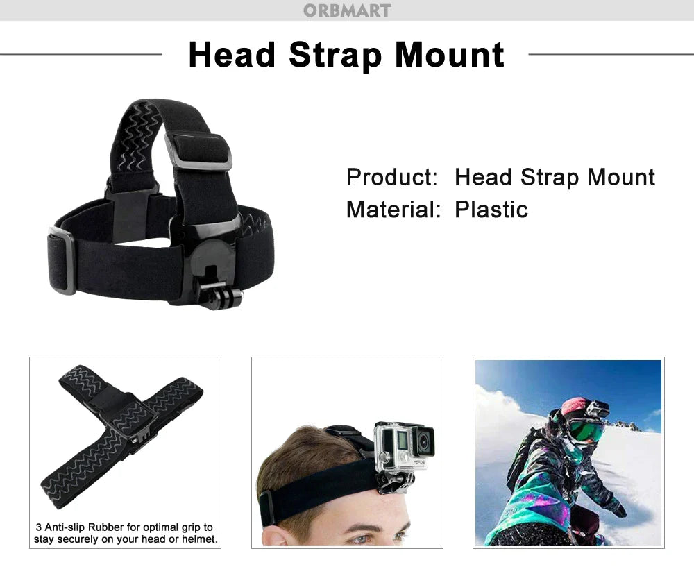 ORBMART GoPro Accessories Set Compatible with Hero 4–13 Black, Mounts for DJI, Insta360, SJCam Action Cameras