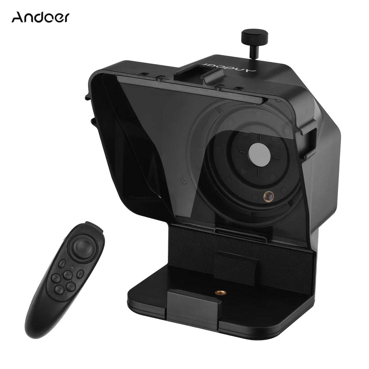 Andoer Portable Smartphone Teleprompter – with Phone Holder & Remote Control for Video Recording, Live Streaming, Interviews
