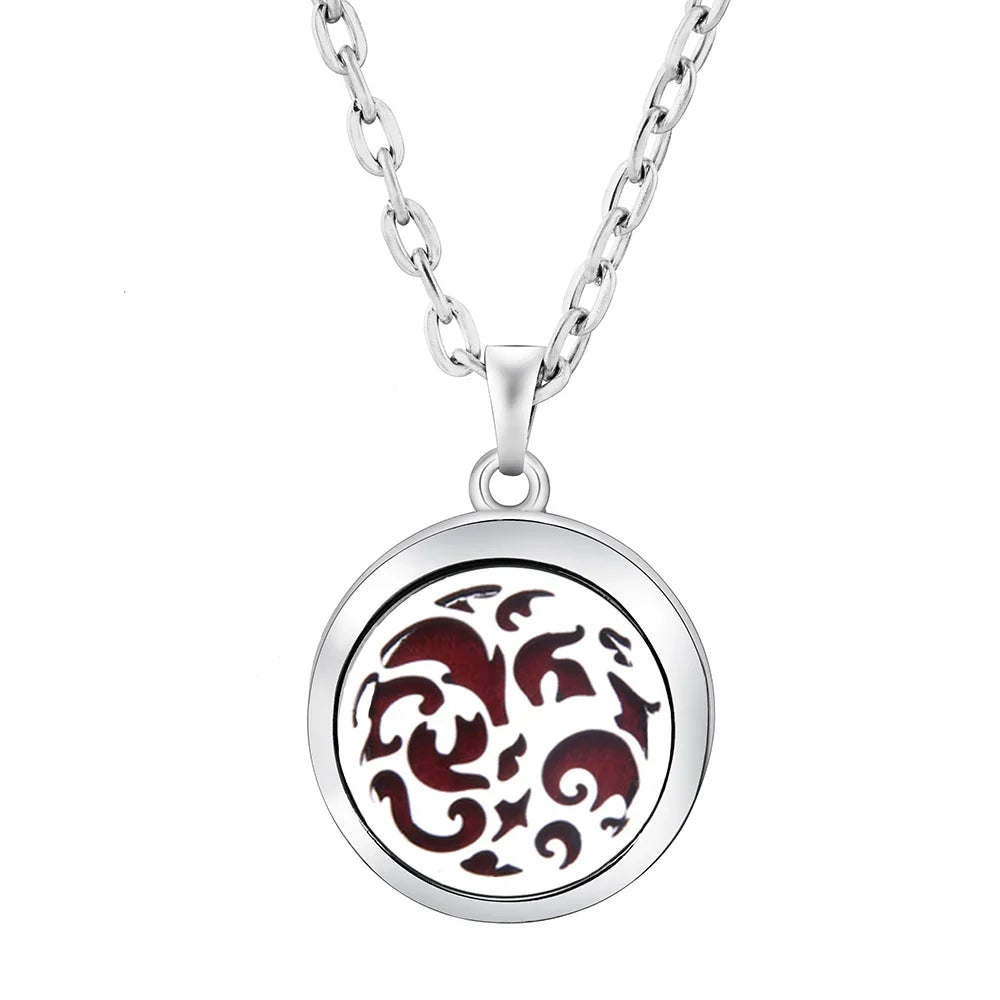 Stainless Steel Tree of Life Aromatherapy Necklace – Essential Oil Diffuser Pendant for Women