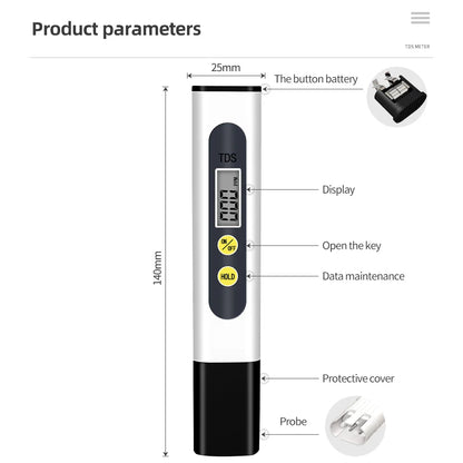 TDS & PH Meter - 0-9990ppm Digital Water Tester, 0.01 PH High Precision Pen for Aquariums & Filters, LCD PPM Monitor