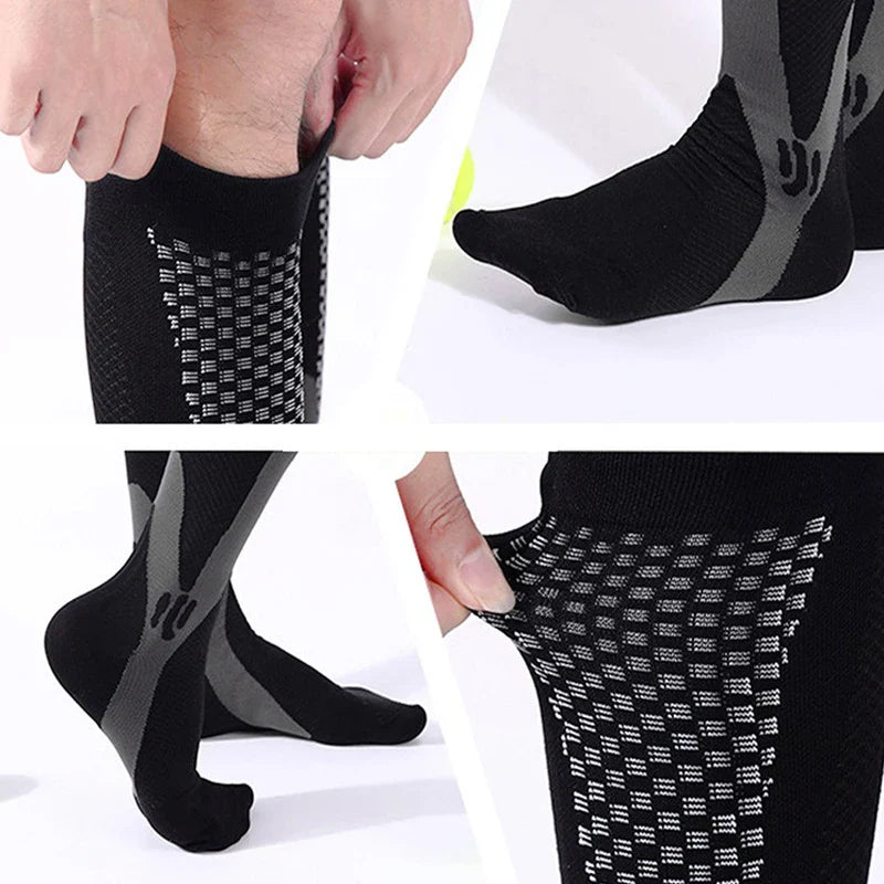 Men's Compression Sports Socks - Running, Cycling, Nursing, Varicose Veins Support, Outdoor Hiking Socks