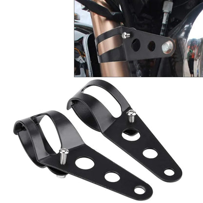 Universal Motorcycle Headlight Mount Bracket – Adjustable Fork Clamp Holder for Chopper & Motor Forks 27-48mm