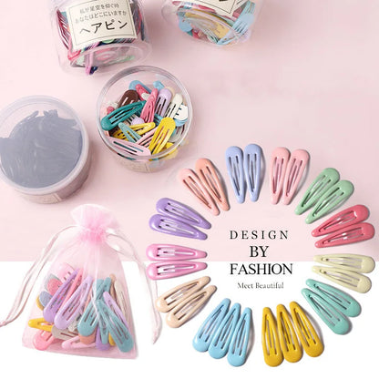Girls’ Colorful Waterdrop Hairpins — 10/20/30/40PCS Cute Hair Clips & Barrettes Fashion Accessories for Kids