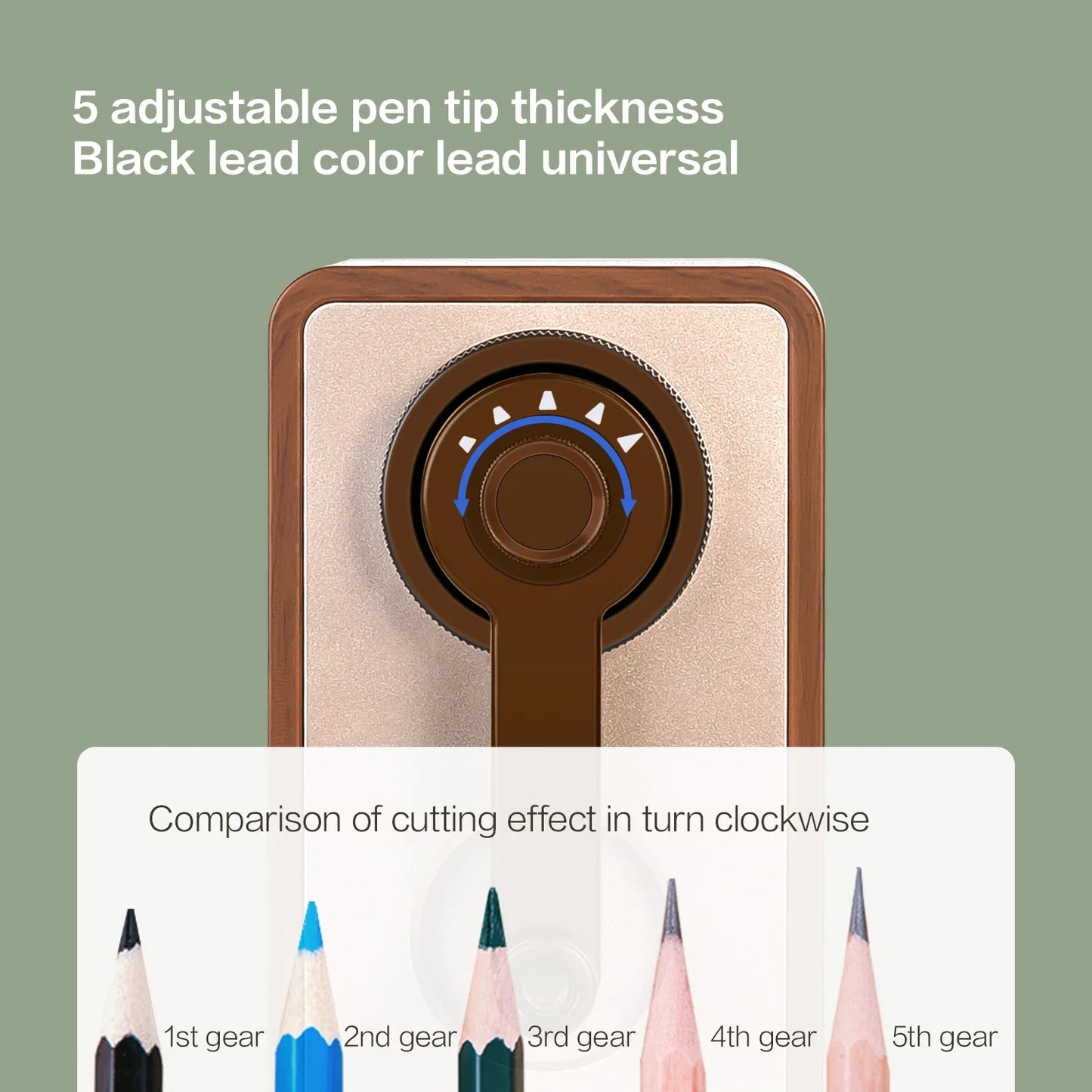 DELI Adjustable Pencil Sharpener — Hand Crank Table Sharpener with Long-Lasting Blade