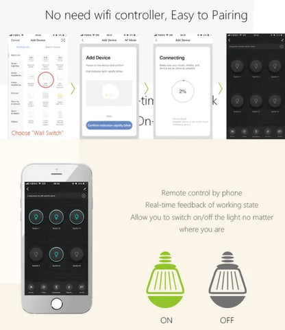 Tuya WiFi Smart Light Switch – 4 Gang Touch Panel, Fan Speed Dimmer, Power Metering, Alexa & Google Home Compatible