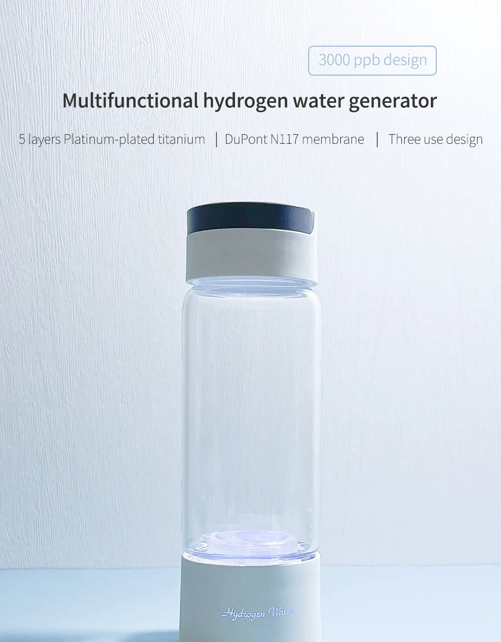 BlueVida SPE&PEM Hydrogen Water Generator - High Concentration, 2 Work Modes & Self-Cleaning, Hydrogen Absorption