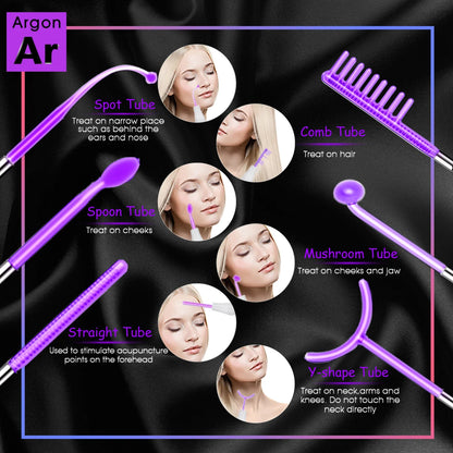 6-in-1 High Frequency Facial Machine — Touch Panel Electrotherapy Wand for Hair, Face, Acne & Skin Care Treatment