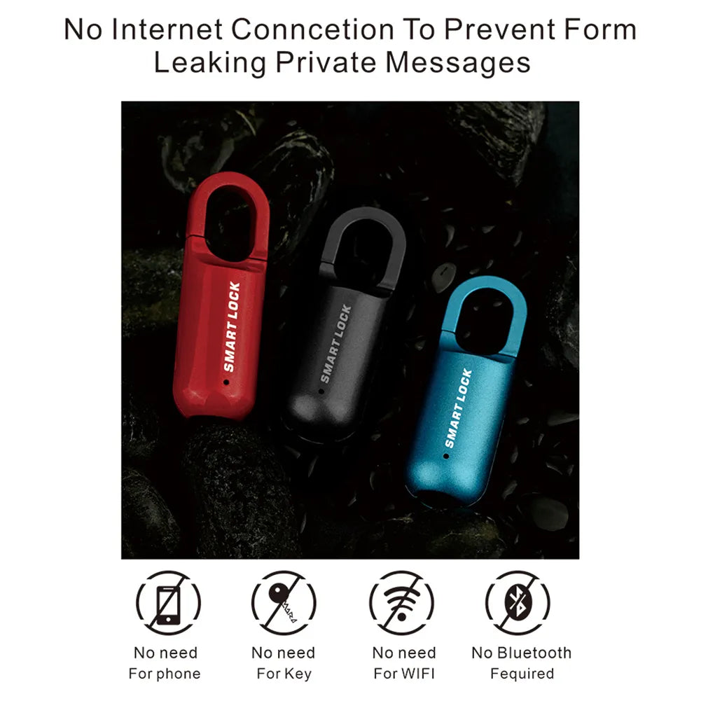 Mini Fingerprint Padlock - Smart Touch Keyless USB Door Lock, Anti-Theft for Travel Case, Drawer, and Cabinet Security