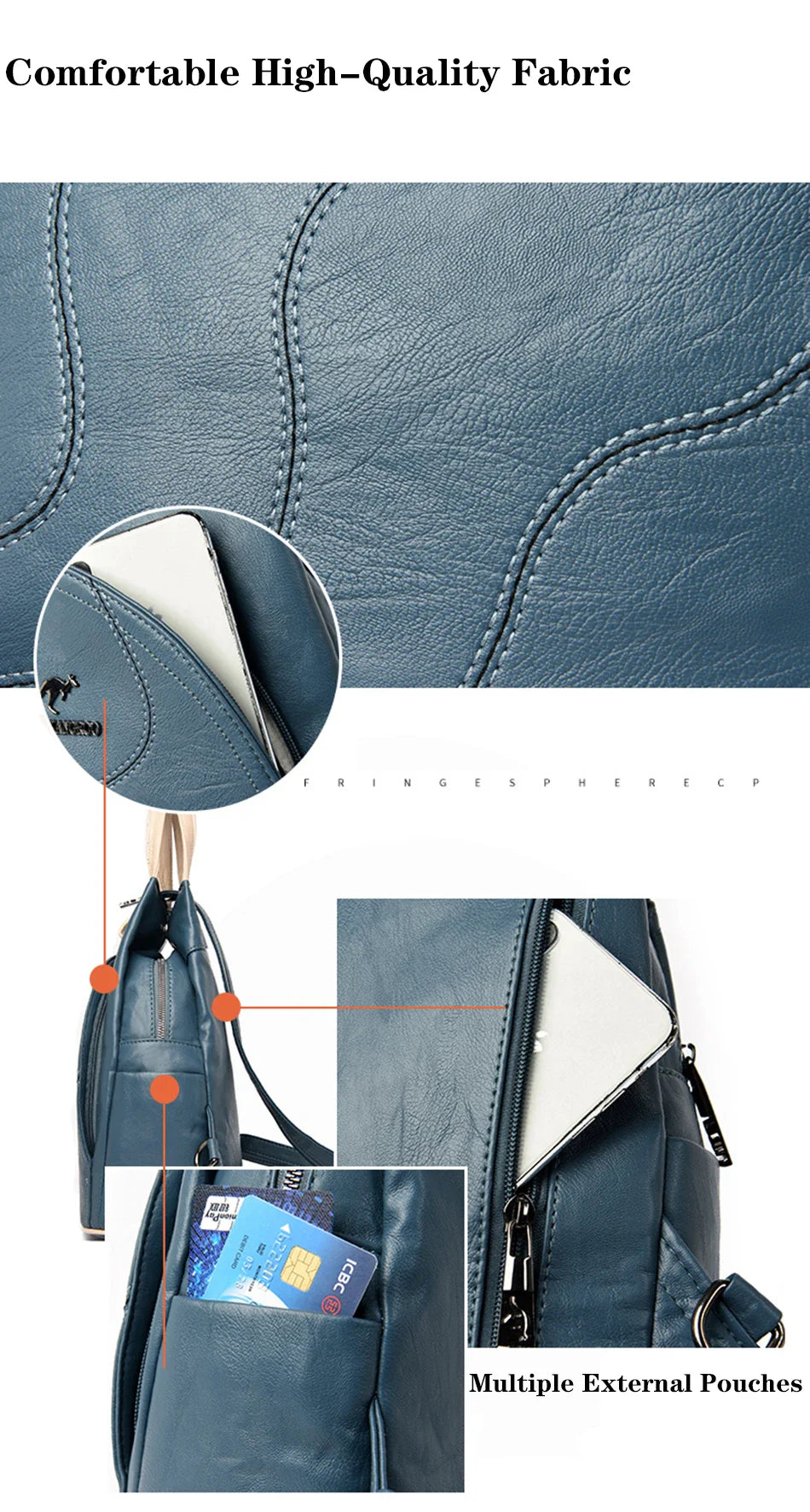 Women's Leather Zipper Backpack - Chest Bag Travel Pack, Ladies' School Bagpack for Teenage Girls, Sac A Dos