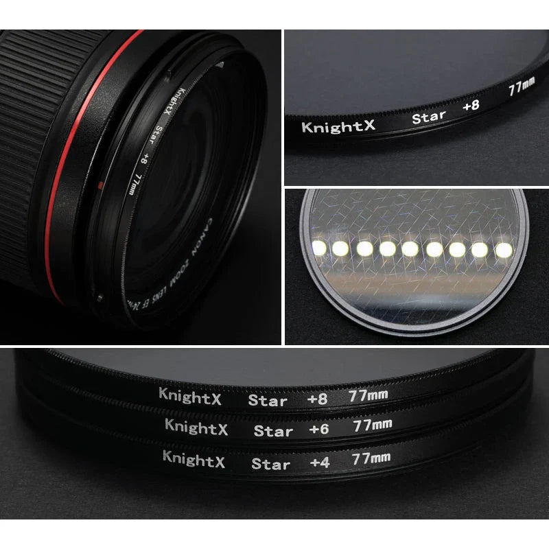 KnightX Star Line Camera Lens Filter - 4, 6, 8 Star Effects, Compatible with Canon, Sony, Nikon DSLR (52mm, 58mm, 67mm)
