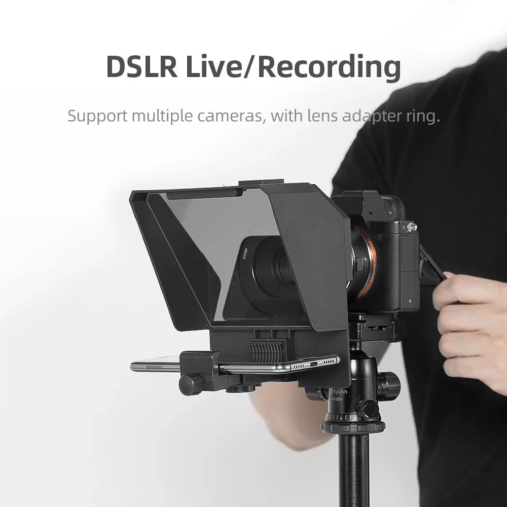 Ambitful Mini Teleprompter – Portable Phone & DSLR Recording Inscriber with Remote Control for Video
