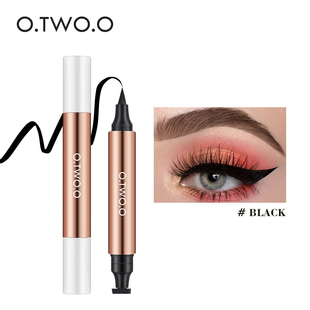 O.TWO.O Black Liquid Eyeliner Pen – Double-Ended Waterproof Fast-Dry Eye Liner for Women