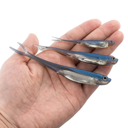 Dr.Fish 5/6pcs Soft Fishing Lures — Saltwater Silicone Fork Tail Drop Shot Baits for Bass, Trout, Pike, Walleye, Weedless