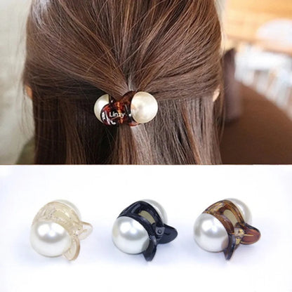 Sweet Korean Mini Round Pearl Hairpins for Women and Girls - Hair Claw Barrettes and Crab Clips for Styling - Makeup Tools and Hair Accessories