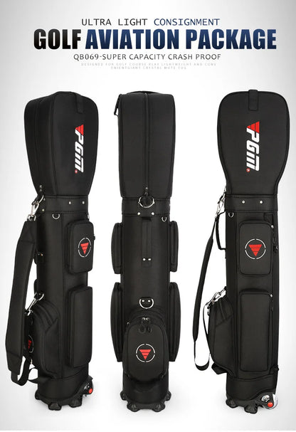 PGM Ultra-Light Golf Bag with Wheels QB069 – Large Capacity Sport & Aviation Bag with Multifunctional Ball Storage