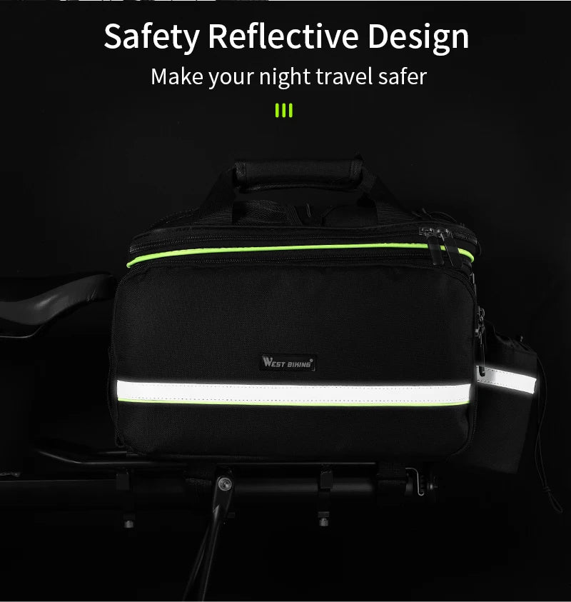 WEST BIKING 3-in-1 Waterproof Bike Trunk Bag — Large Capacity MTB & Road Bicycle Saddle Seat Panniers, Travel Luggage Carrier