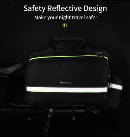 WEST BIKING 3-in-1 Waterproof Bike Trunk Bag — Large Capacity MTB & Road Bicycle Saddle Seat Panniers, Travel Luggage Carrier