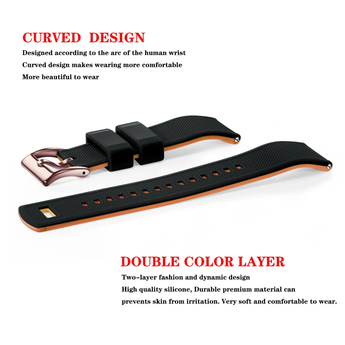 Premium Silicone Watch Band – Quick Release Rubber Strap, 18mm 20mm 22mm Replacement Watchband