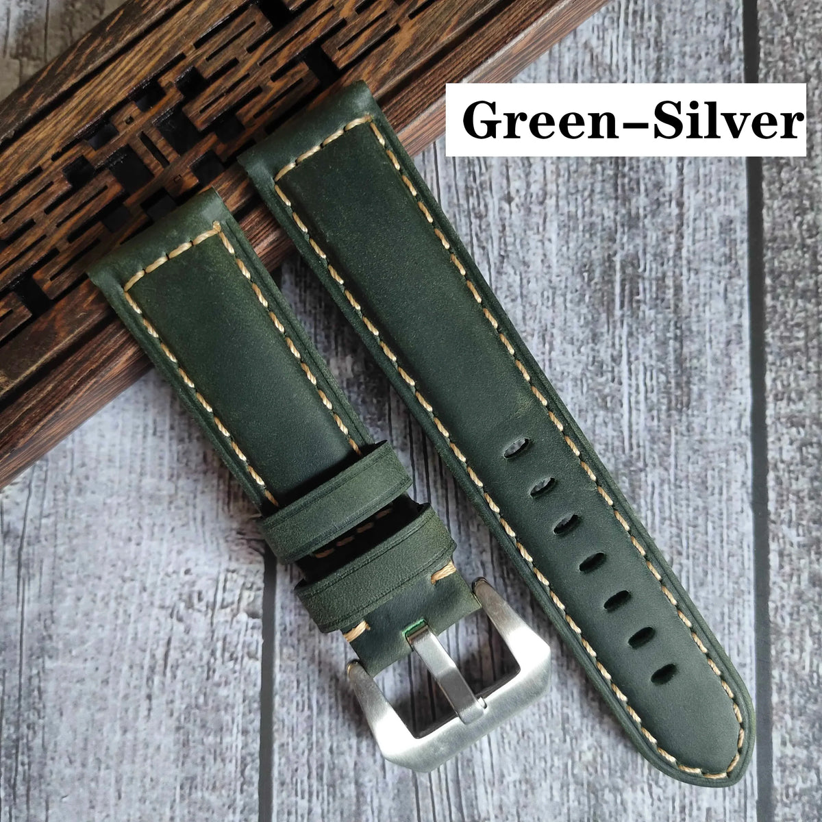Genuine Leather Watch Band for Panerai Luminor & Radiomir – 18mm-24mm High-Quality Strap with Stainless Steel Buckle