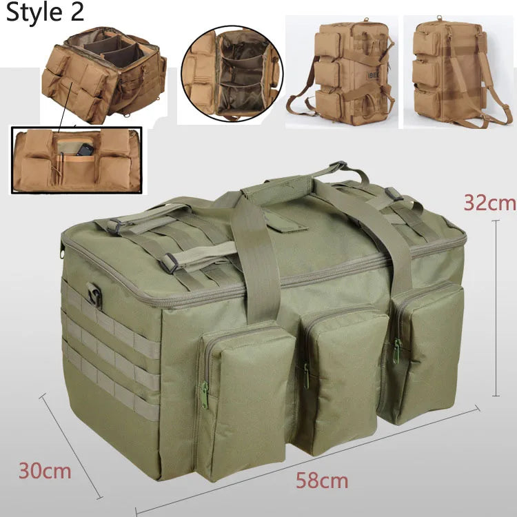 55L Tactical Duffel Bag – Large Camping Backpack for Hiking, Mountaineering, Travel & Gym, Men's Weekend Utility Bag