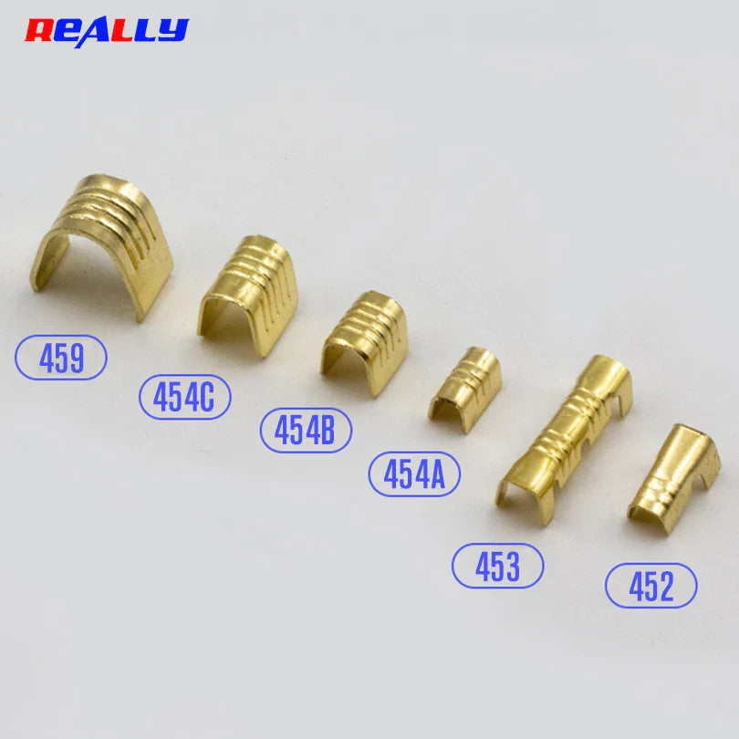 100Pcs U-Shape Copper Ring Terminals - Non-Insulated Car and Motorcycle Cable Wire Butt Splice Crimp Connectors DJ454A/B/C 453 452