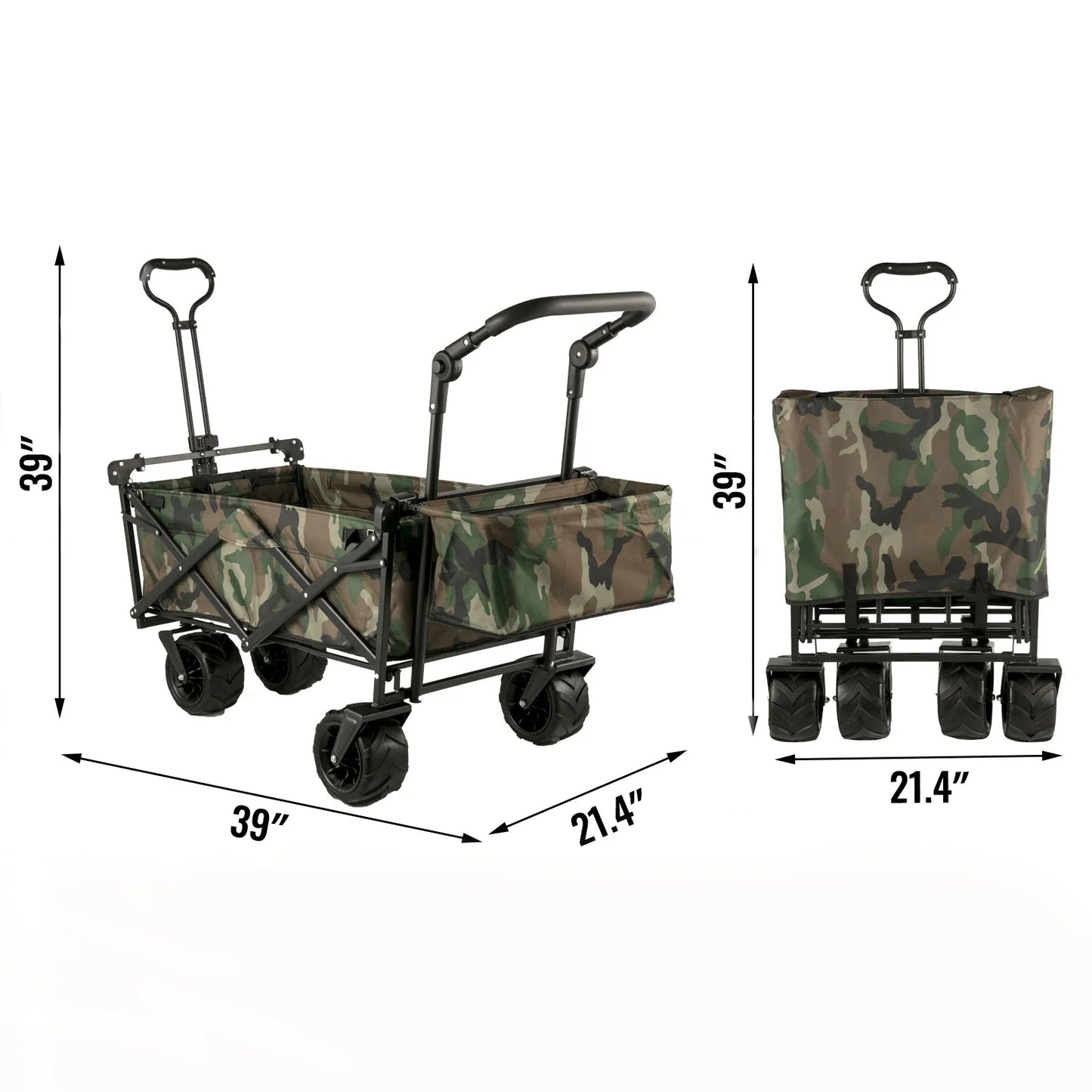 VEVOR Folding Wagon Cart with Adjustable Handle & Removable Canopy – Collapsible Oxford Cloth Utility Cart for Camping, Beach & Outdoor Use