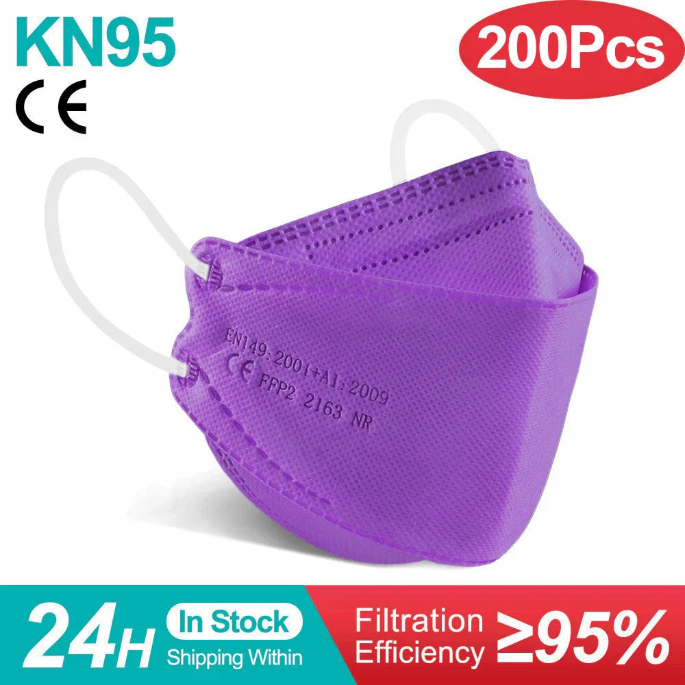 Colored FFP2 KN95 Face Masks – 4-Layer Protective Mascarillas, Certified N95/FFP2 Safety Mask