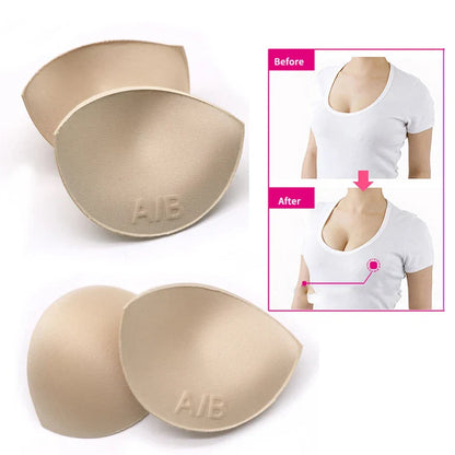 2 Pairs Sponge Bra Pads: Push-Up Breast Enhancer Inserts for Swimsuit Bikini Padding - Removable Chest Cup Pads