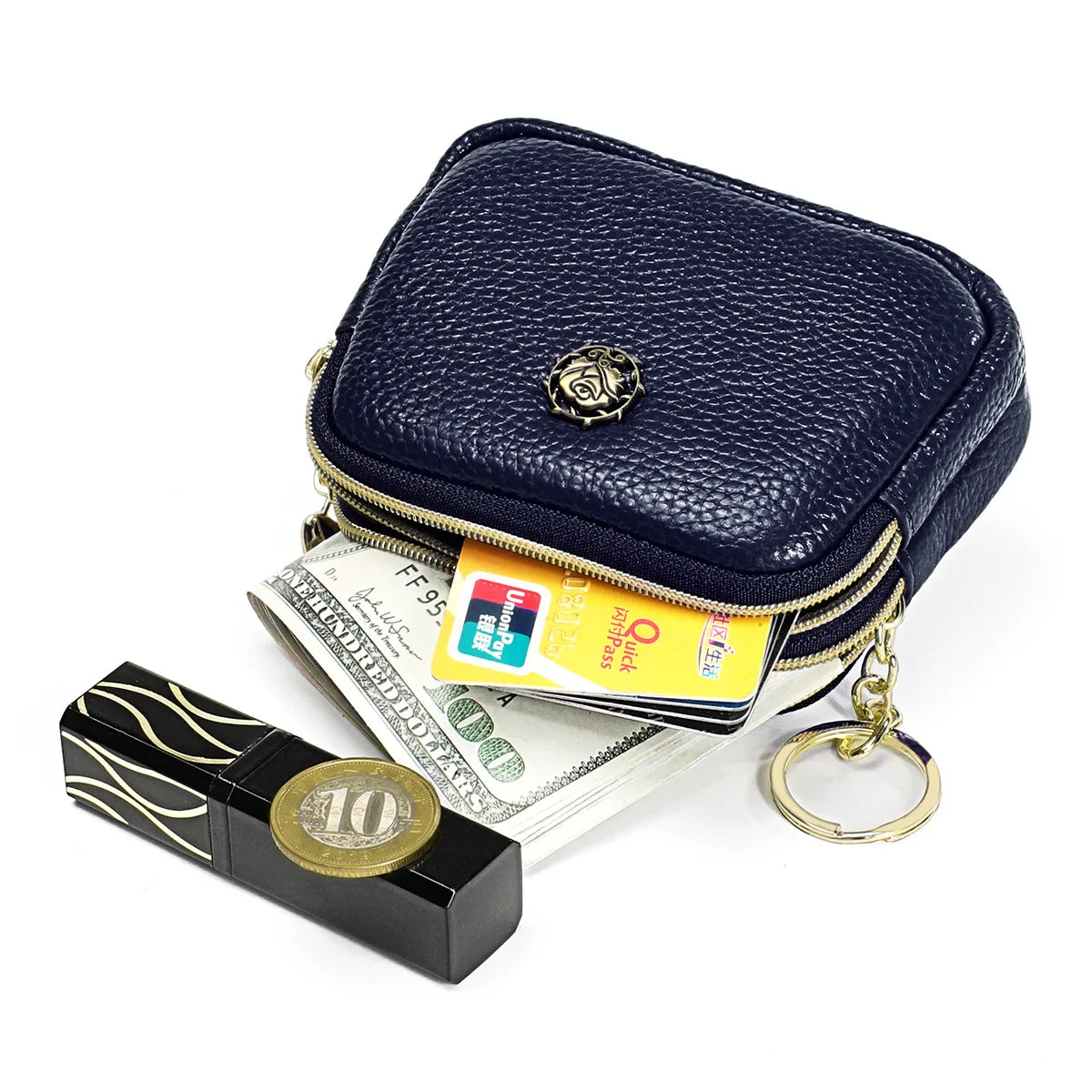 Senorita Genuine Leather Women’s Coin Purse – Double Zipper Small Wallet