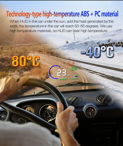 ADQ 5.5" OBD2 HUD Car Head-Up Display – Digital Speedometer, Tachometer, Windshield Projector with Speed, Water Temp & RPM Alarm