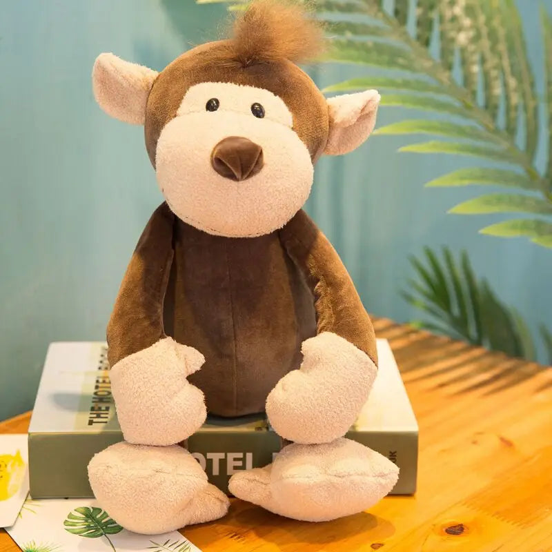 25cm Lifelike Animal Plush Toy - Lion, Tiger, Elephant, Monkey, Leopard, Giraffe & Raccoon Soft Stuffed Doll Gift