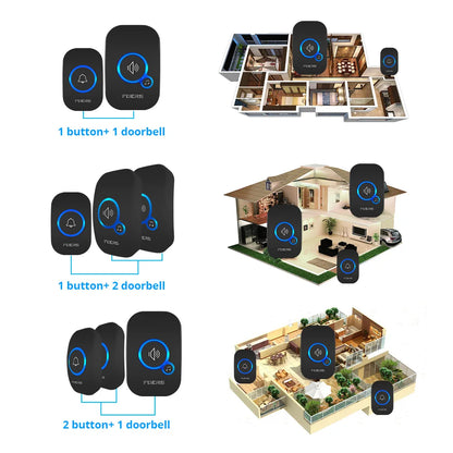 Fuers Wireless Smart Doorbell - Long-Range 150M Home Welcome Bell with 32 Songs, Colorful Chimes and Ringtones